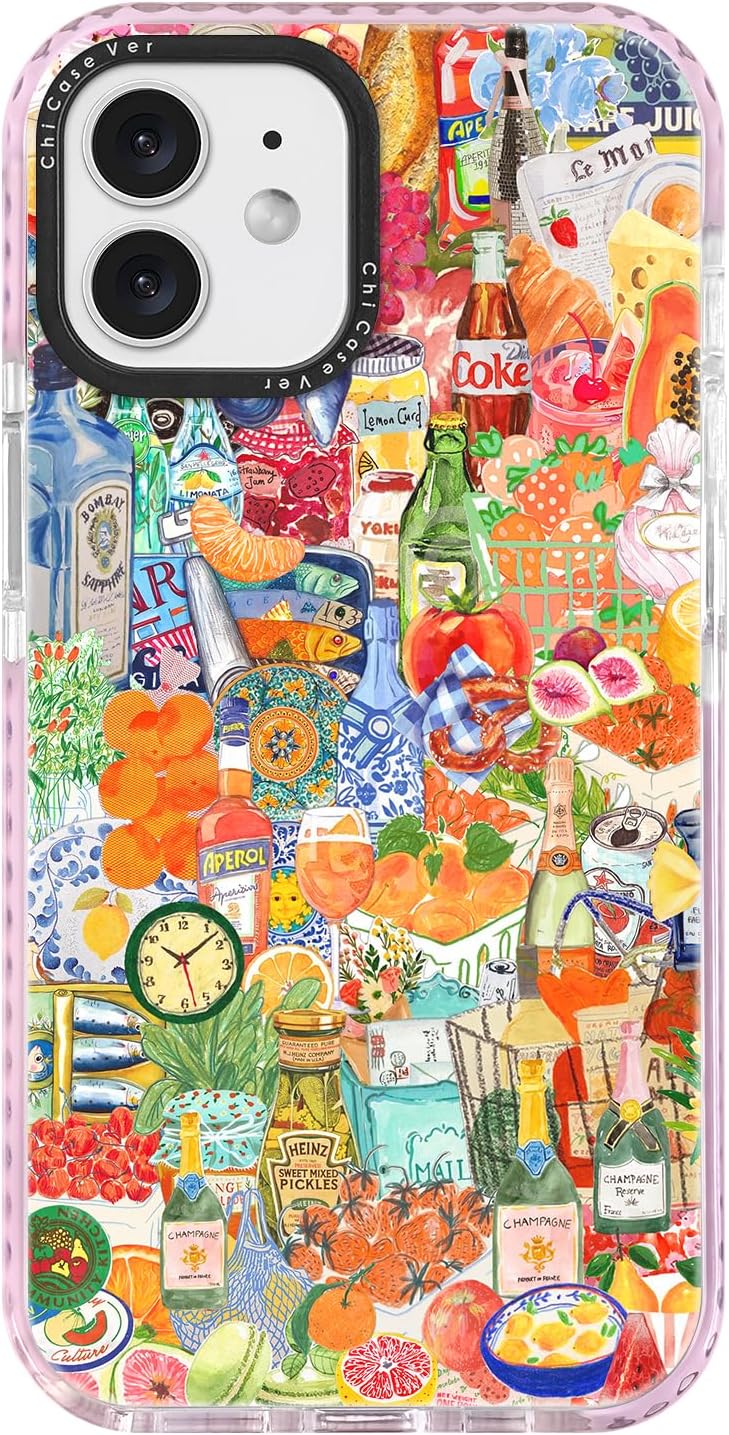 iPhone 12 miniケース、トロピカルシトラス&カクテル Y2K、ミリタリー