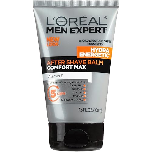 L'Oreal Paris Skincare Men Expert Hydra Energetic Bálsamo para después del afeitado para hombres con vitamina E 3.3 onzas líquidas