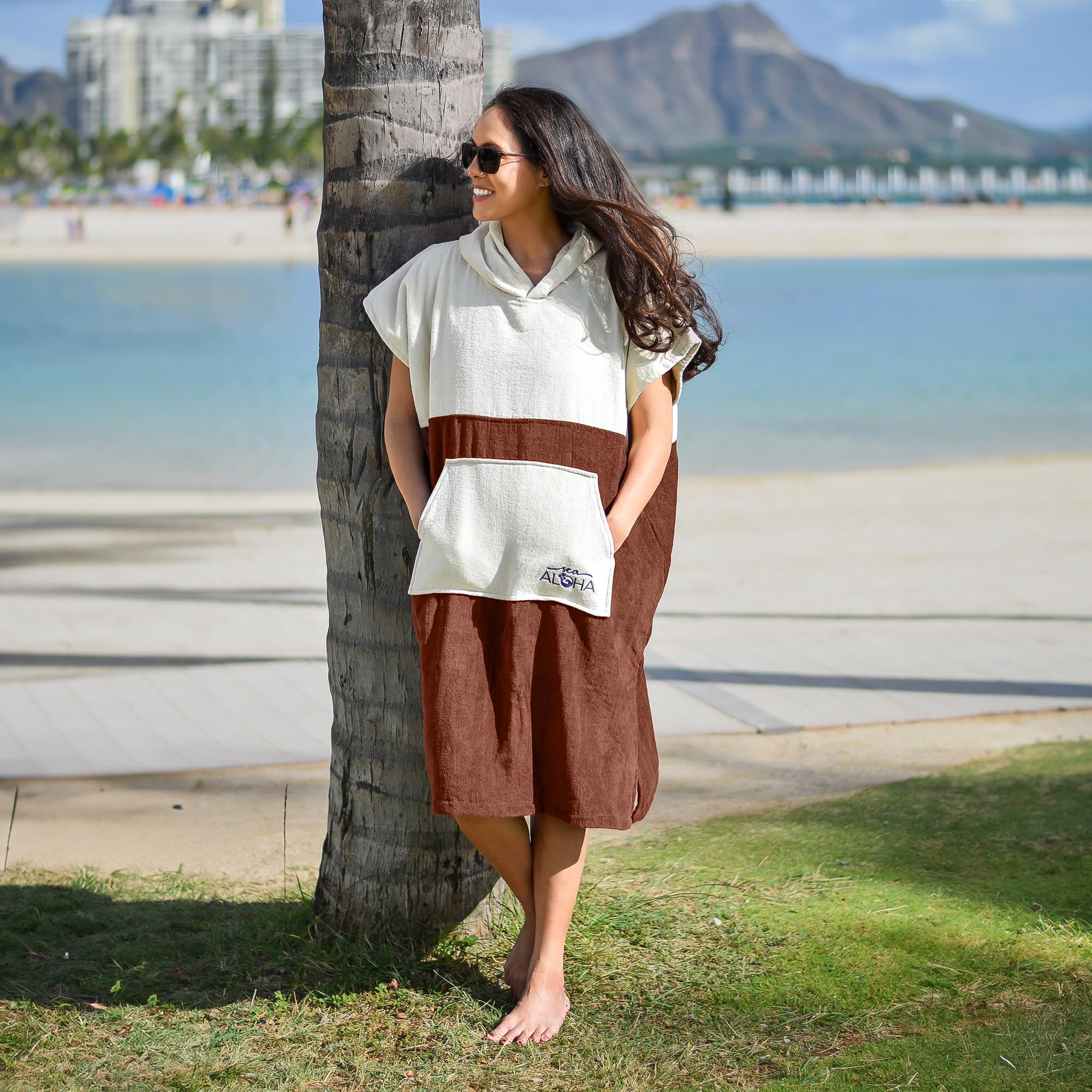 Surf Poncho Women - Hooded Towel Adult - Changing Poncho 100% Cotton Towel Poncho - Poncho Beach Towel