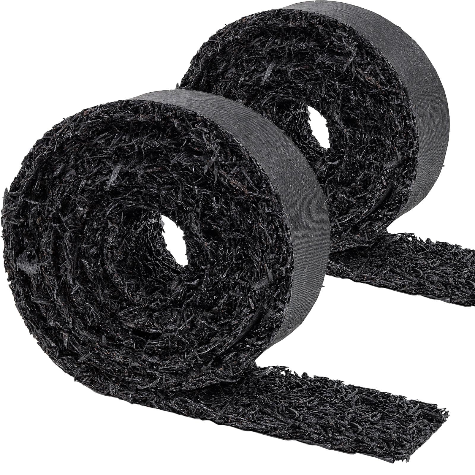 Black Rubber Mulch Mat Roll for Landscaping,2 Pack 120” x 4.5” Recycled Natural Looking Permanent Rubber Mulch Pathway Solution and Plants Vegetables & Flower Garden Barrier Edging Border