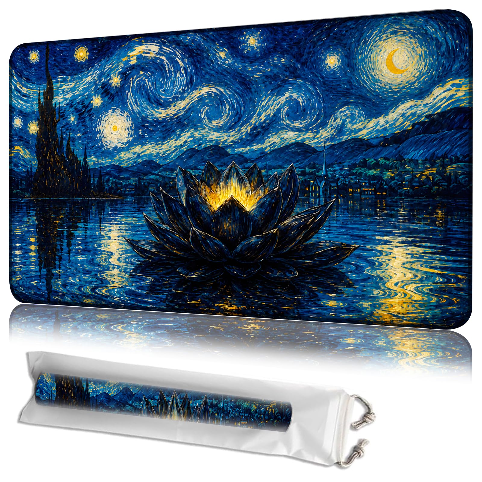 JANENFNA MTG Playmat 24 x 14 in with Storage Bag, Non-Slip Rubber Base