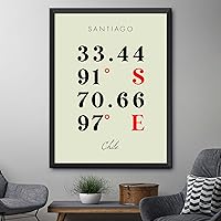 Vista 4 de Mapa de Santiago, Chile, Coordenadas Multilíneas de Colores (8x10)