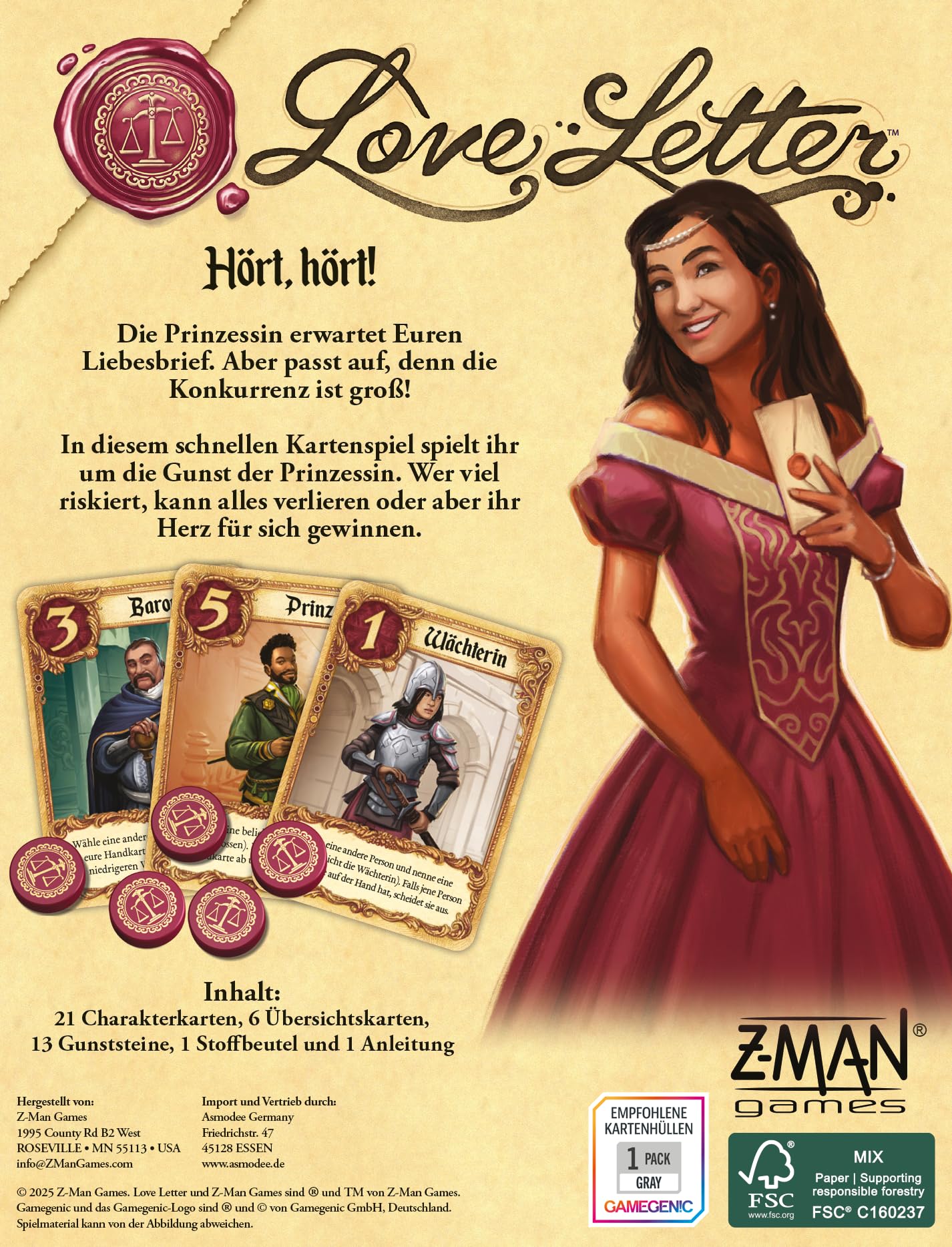 Z-Man Games, Love Letter, Connoisseur Game, Card Game, 2-6 Players