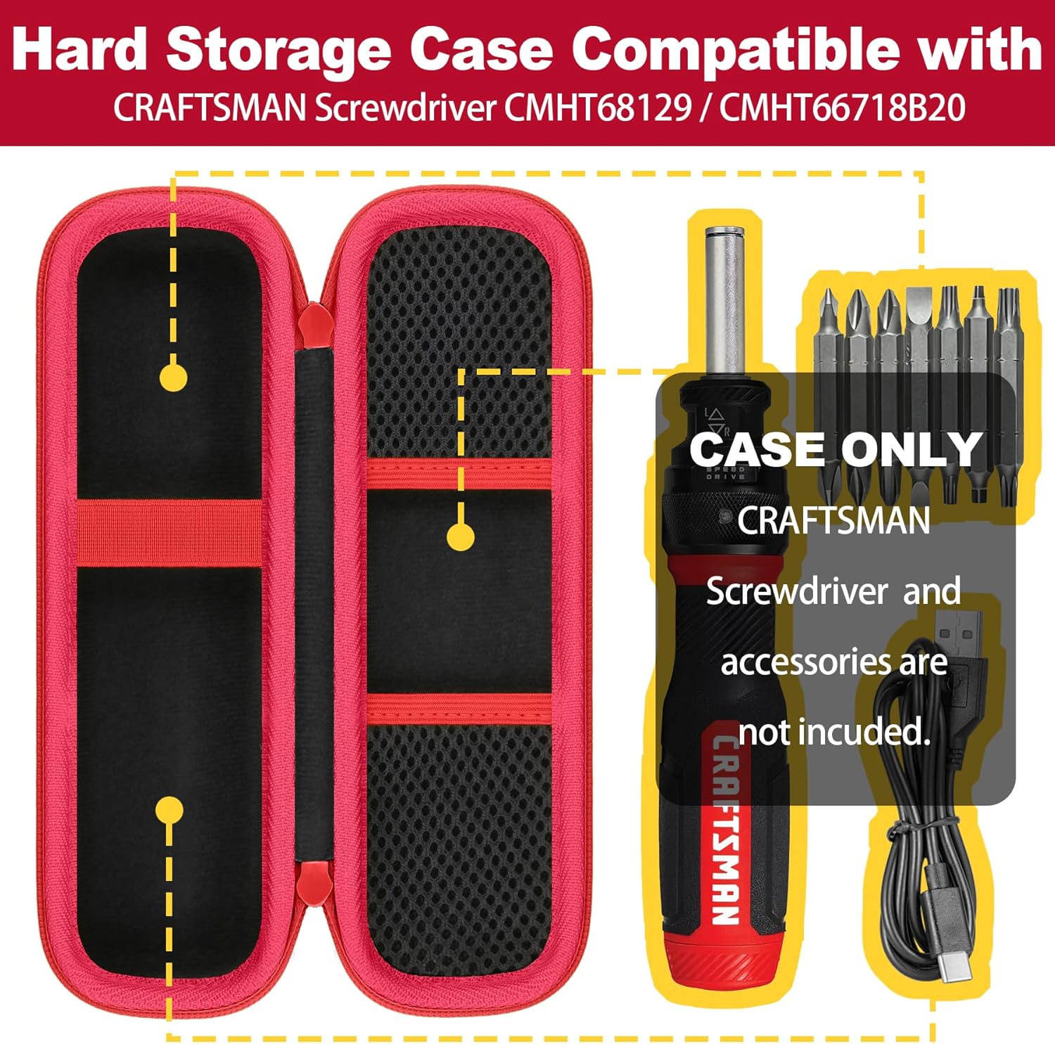 khanka Hard Case Replacement for CRAFTSMAN V20 Random Orbit Sander (CMCW220B) + CRAFTSMAN Screwdriver CMHT68129 / CMHT66718B20 Hard Case