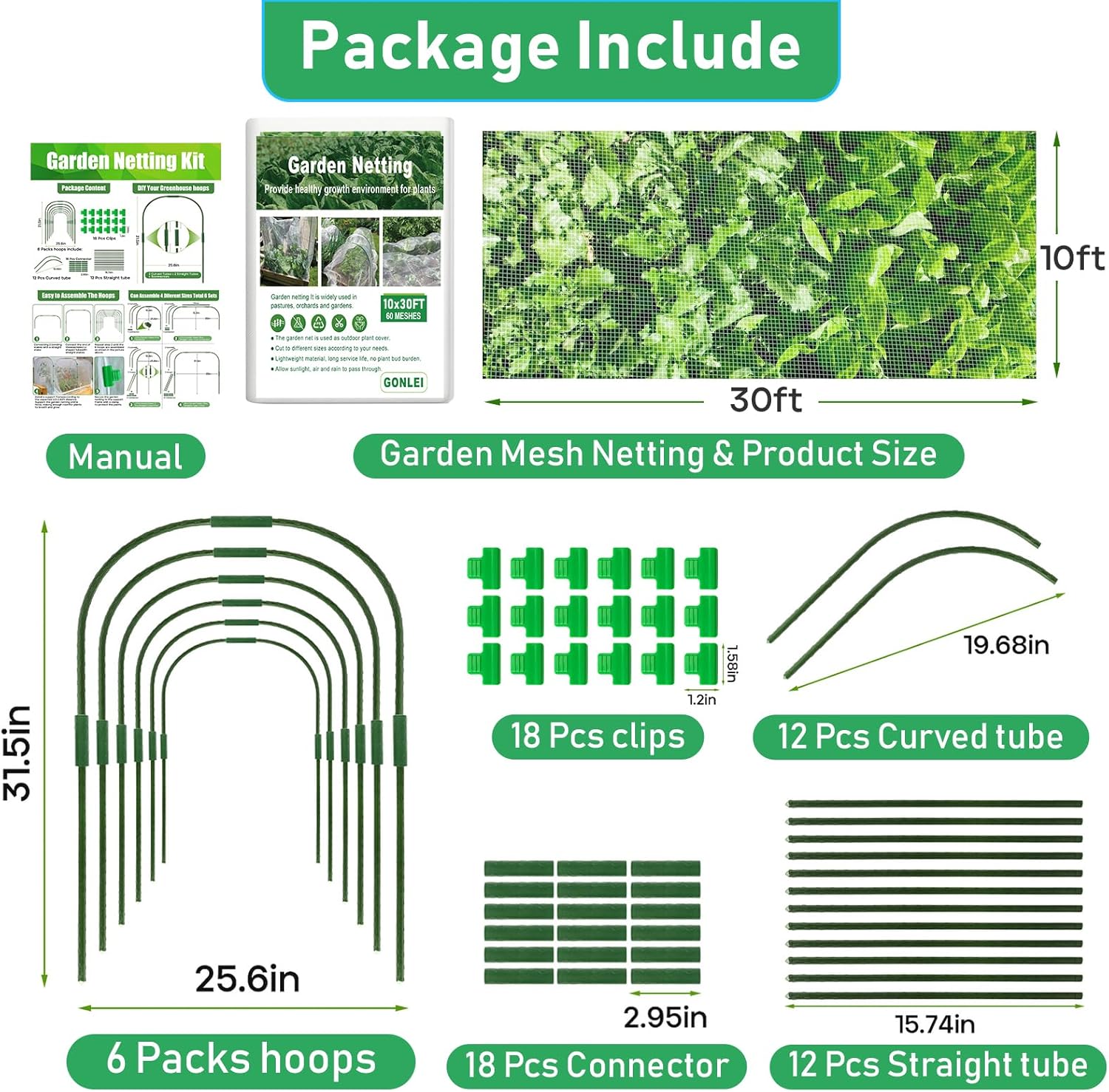 Garden Netting 1P Kit 10 * 30FT+2P 10 * 30FT