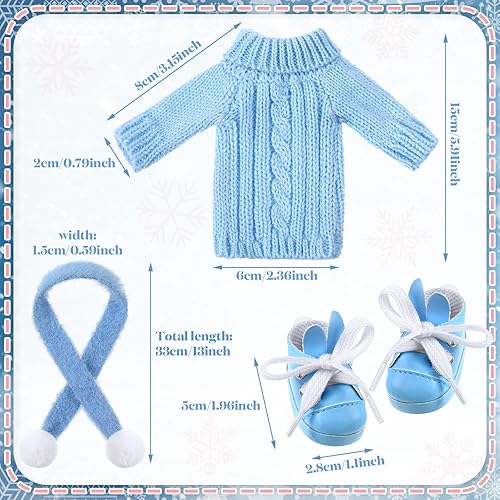 Miniatura 3 de Bencailor 9 piezas de ropa de muñeca elfo de Navidad de 8 pulgadas, conjunto de accesorios de elfo, incluye suéter de Papá Noel, zapatos, botas de