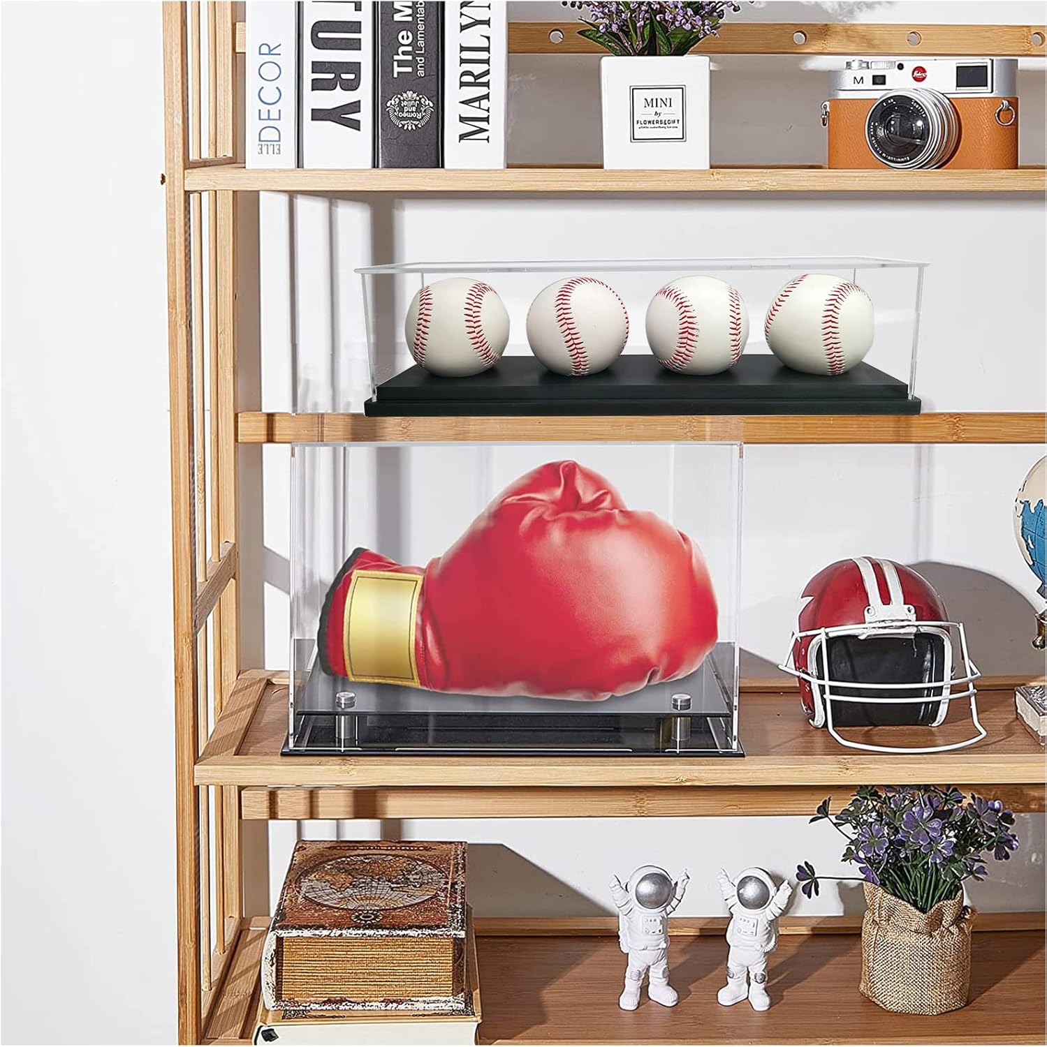 Baseball Display Case for 4 Pack in one,Baseball Holders for Balls Display,Acrylic Baseball Stand Storage ,Memorabilia Display Case for Tennis Ball,Lacrosse Ball,Bocce Ball