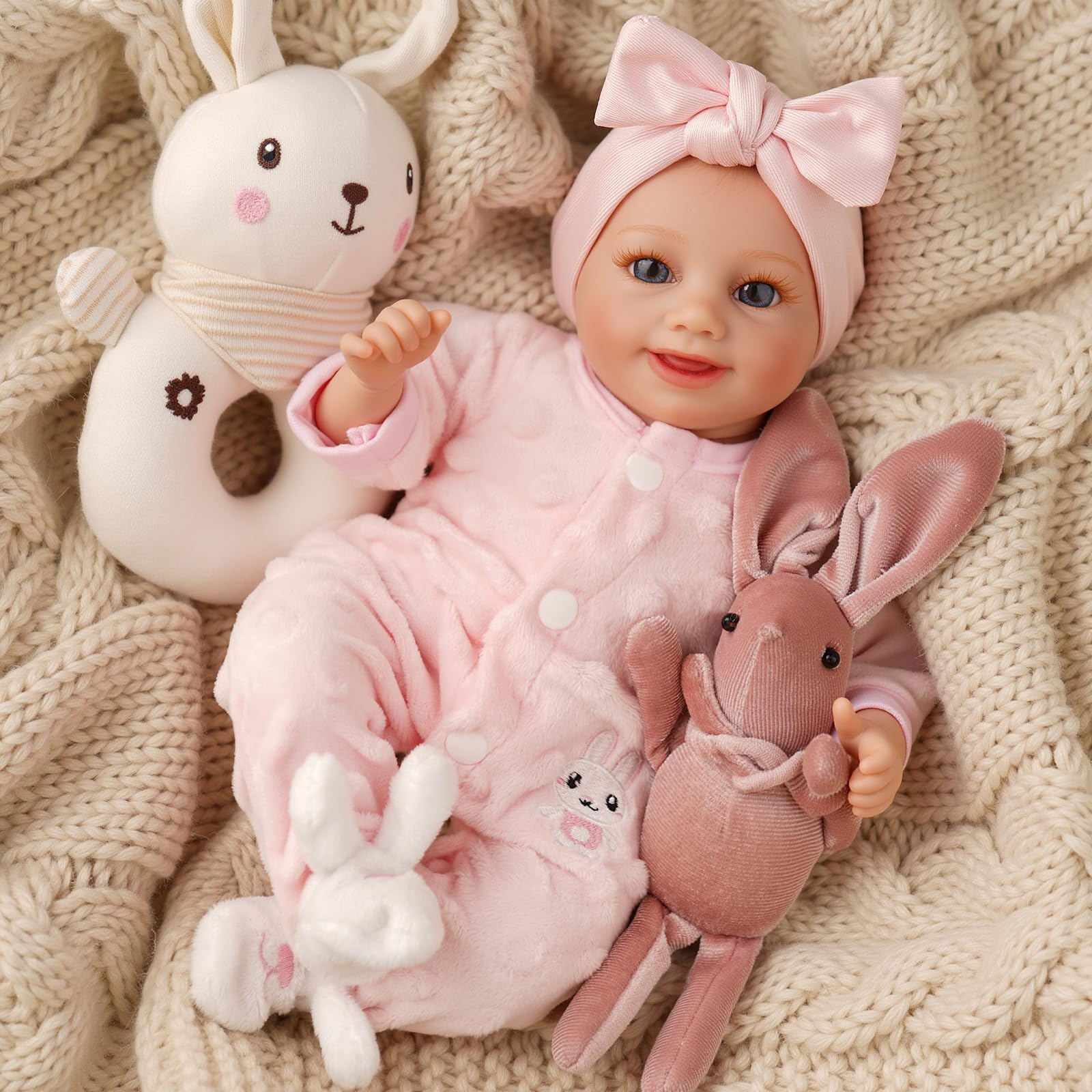 BABESIDE 12 Inch Lifelike Reborn Baby Dolls Realistic Baby Doll Sweet Full Vinyl Real Life Baby Dolls Cute Girl with Toy Accessories Gift Set for Kids