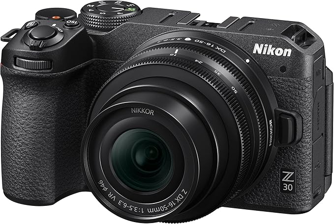 Nikon Z 30 Kit DX 16-50 mm 1:3.5-6.3 VR (20.9 MP, 11 fps, Hybrid AF with Focus Assistant, ISO 100-51.200, 4K UHD Video with up to 125 Minutes Length) Black