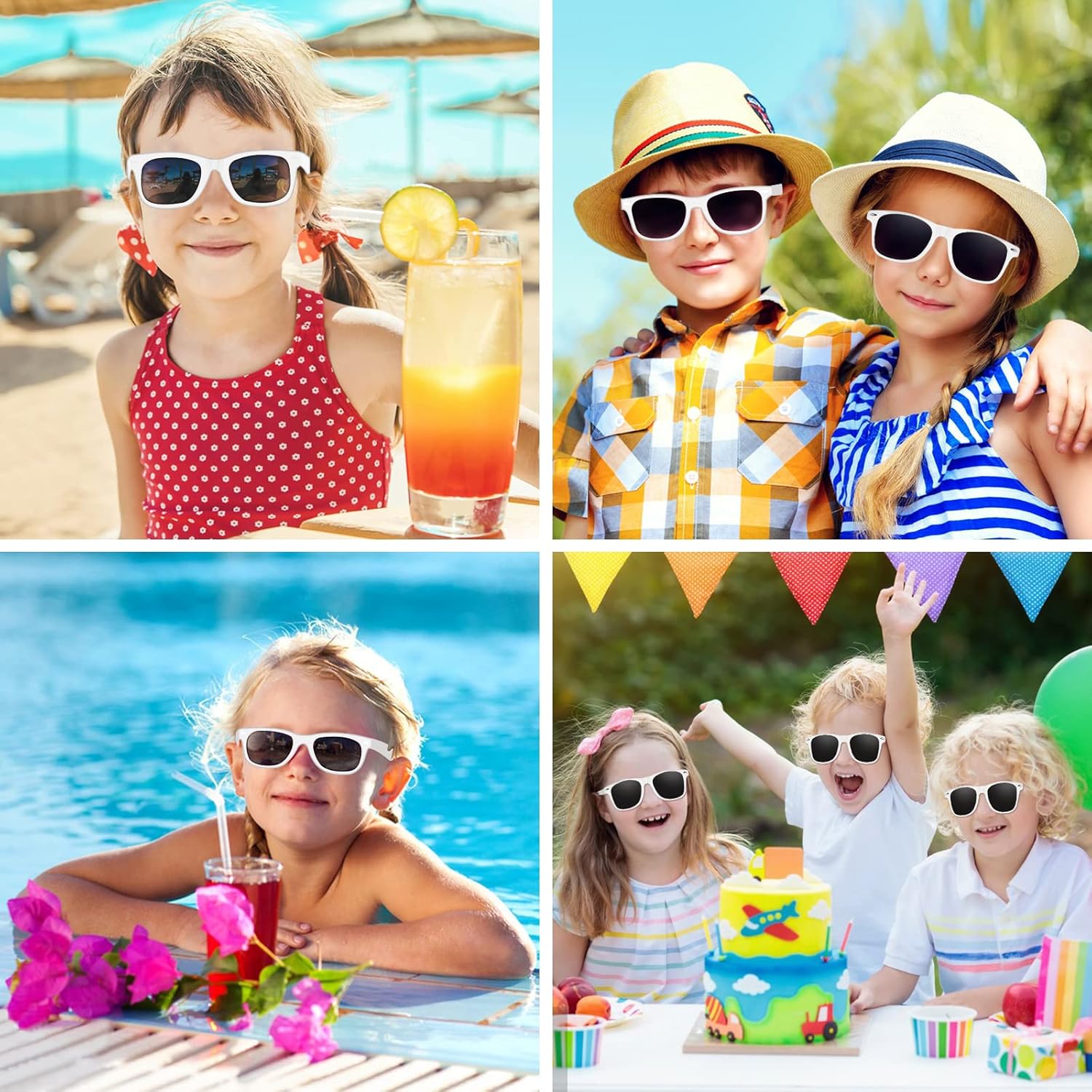 48 Pack White Party Sunglasses Bulk for Birthday Summer Wedding Party Goody Bag Fillers Supplies