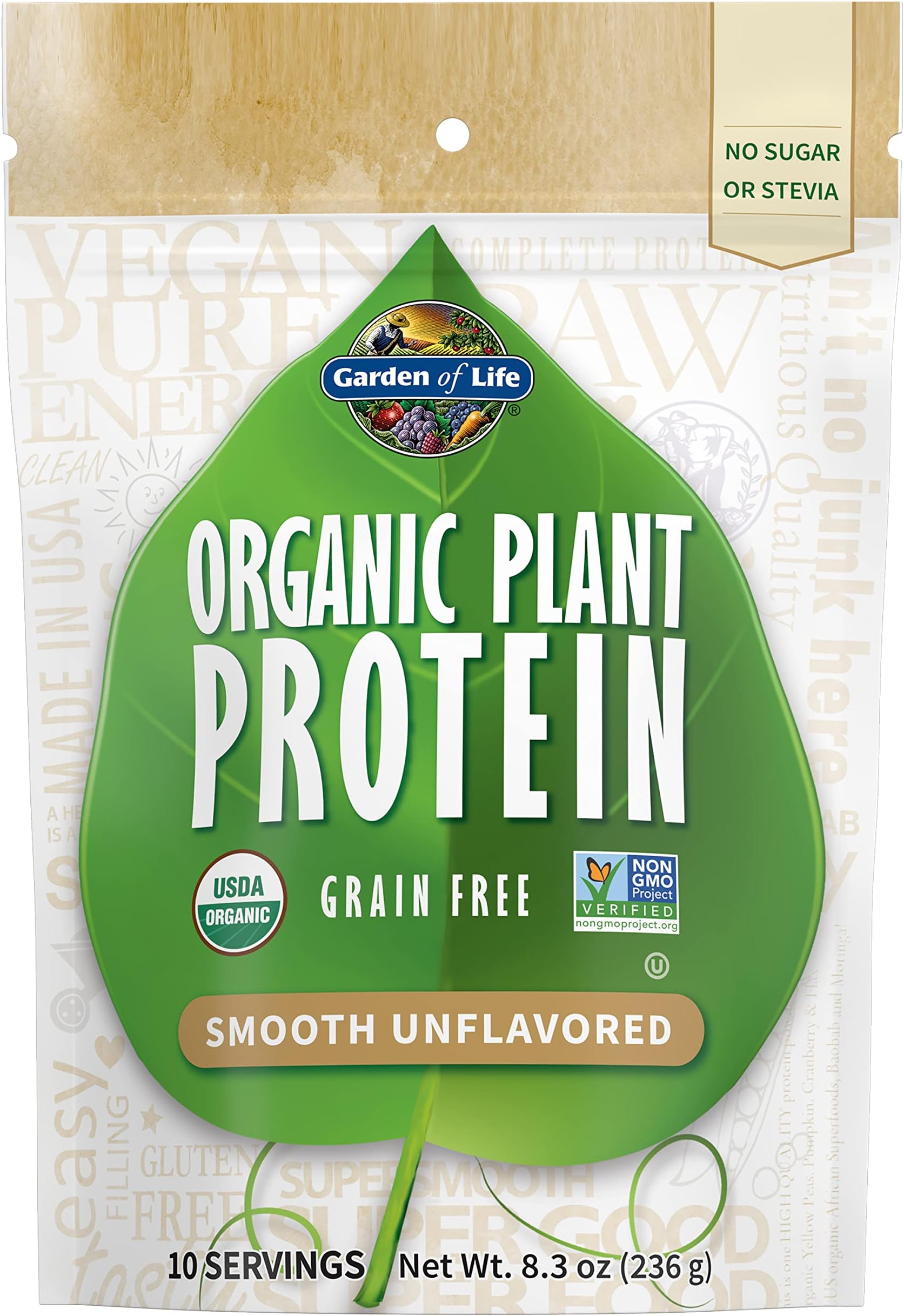 Organic Plant Protein, Smooth Unflavored - 236g