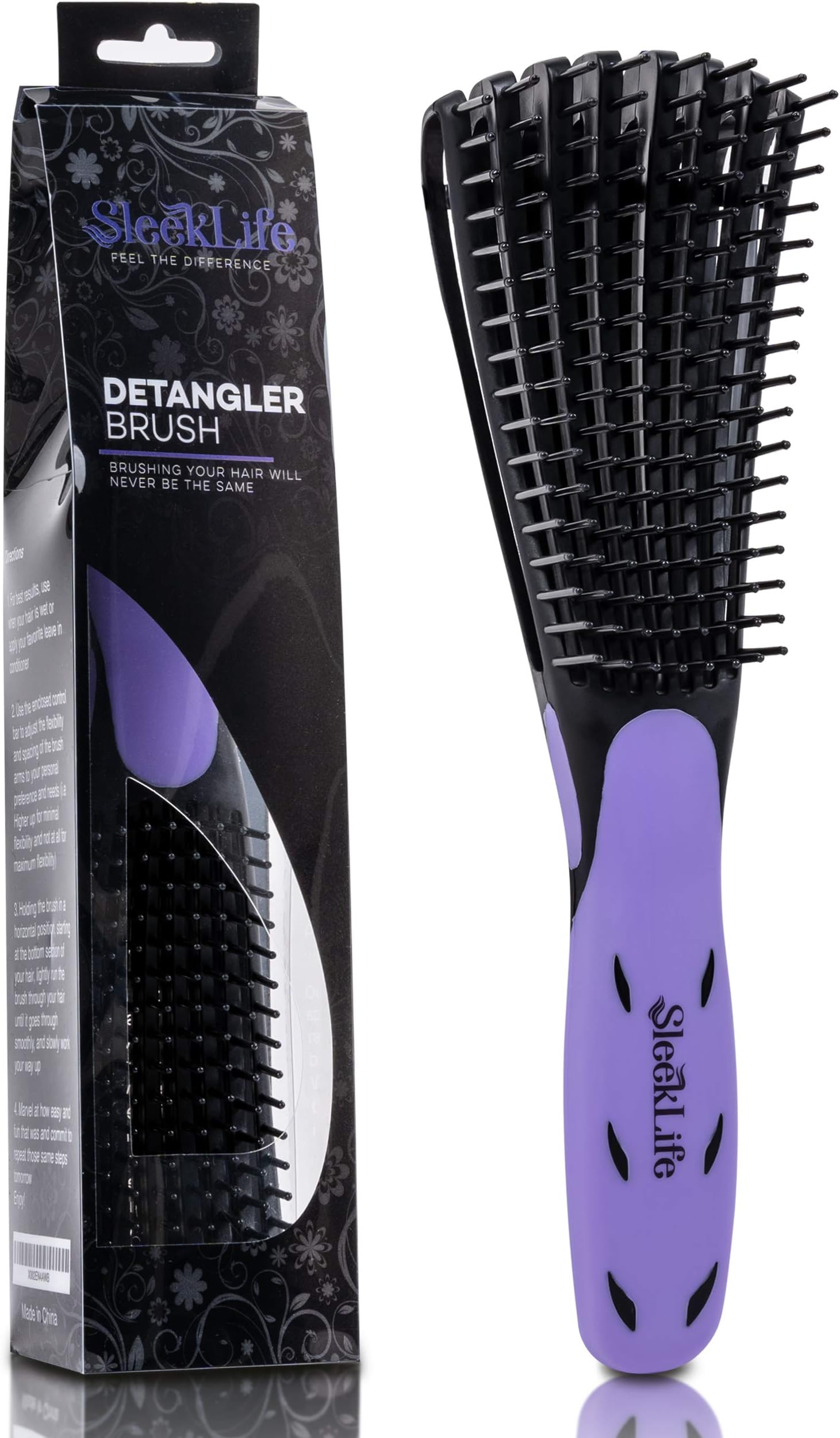 SleekLife Detangling Brush for Curly, Kinky, Knot 3a to 4c, Dry/Wet Tangle Hair Detangler, Detangle Natural African Hair, Gentle Exfoliating, Brush for All Hair Types