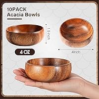Vista 2 de Skylety 10 piezas de tazones de madera de acacia pequeños tazones de calabaza redondos de madera tallados a mano para servir palomitas de maíz