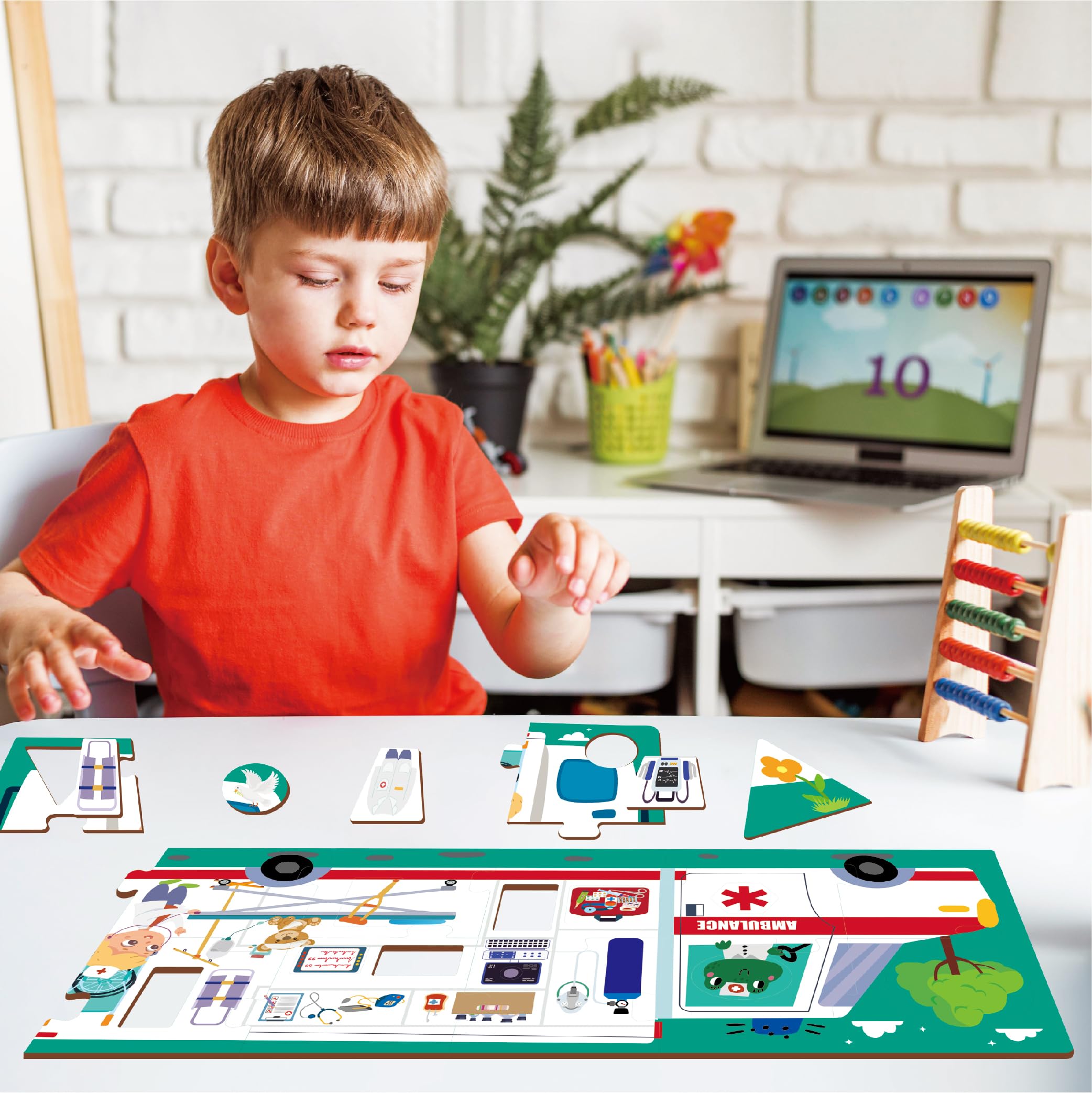 Riesiges Bodenpuzzle Krankenwagen 23 Teile großes Lernspielzeug für Kinder im Alter von 3-5 Jahren und 4-6 Jahren für Vorschule Lernen