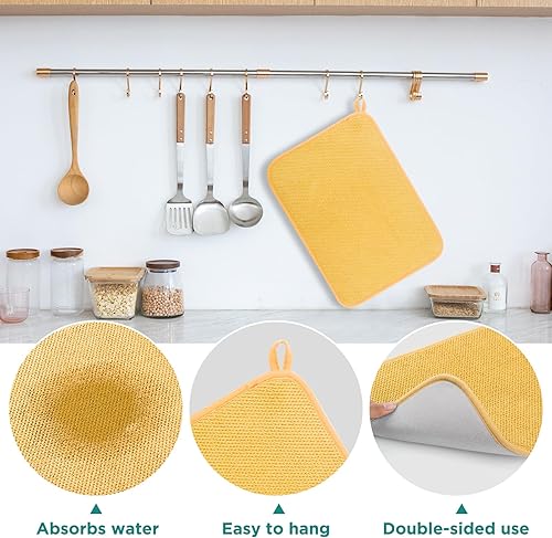 Miniatura 3 de Tapete de secado de platos de microfibra, almohadilla de secado de platos de cocina súper absorbente, reversible para encimera, 12 x 16 pulgadas,