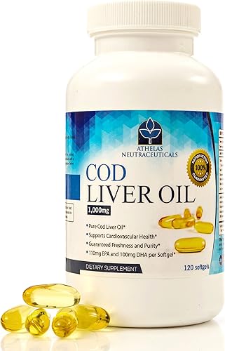 Miniatura 5 de Cápsulas de aceite de hígado de bacalao, certificado premium puro y fresco, triple fuerza, saludable para el corazón, 120 cápsulas blandas,