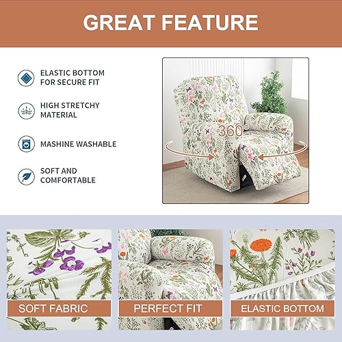 Miniatura 2 de Eco-Ancheng Fundas reclinables de 4 piezas, fundas para sillas reclinables, fundas elásticas para sofá reclinable, fundas ajustables antideslizantes