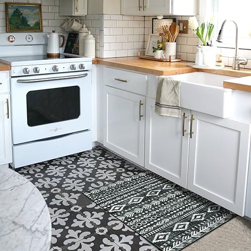 Miniatura 8 de Lahome Alfombra marroquí moderna, lavable de 2 x 3 pulgadas, antideslizante, alfombra de entrada para interiores de pelo bajo, alfombra bohemia con