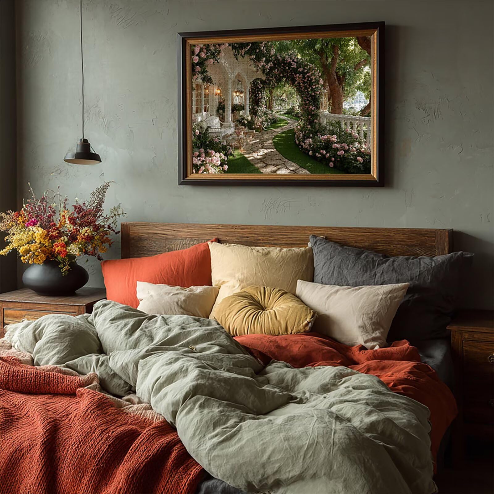 Puzzle 4000 elementów dla dorosłych do ogrodu, drewniane puzzle 142 x 86 cm, części ściśle do siebie pasują, dla mężczyzn kobiet starszych seniorów, dekompresyjna, letnia dekoracja ścienna, prezenty