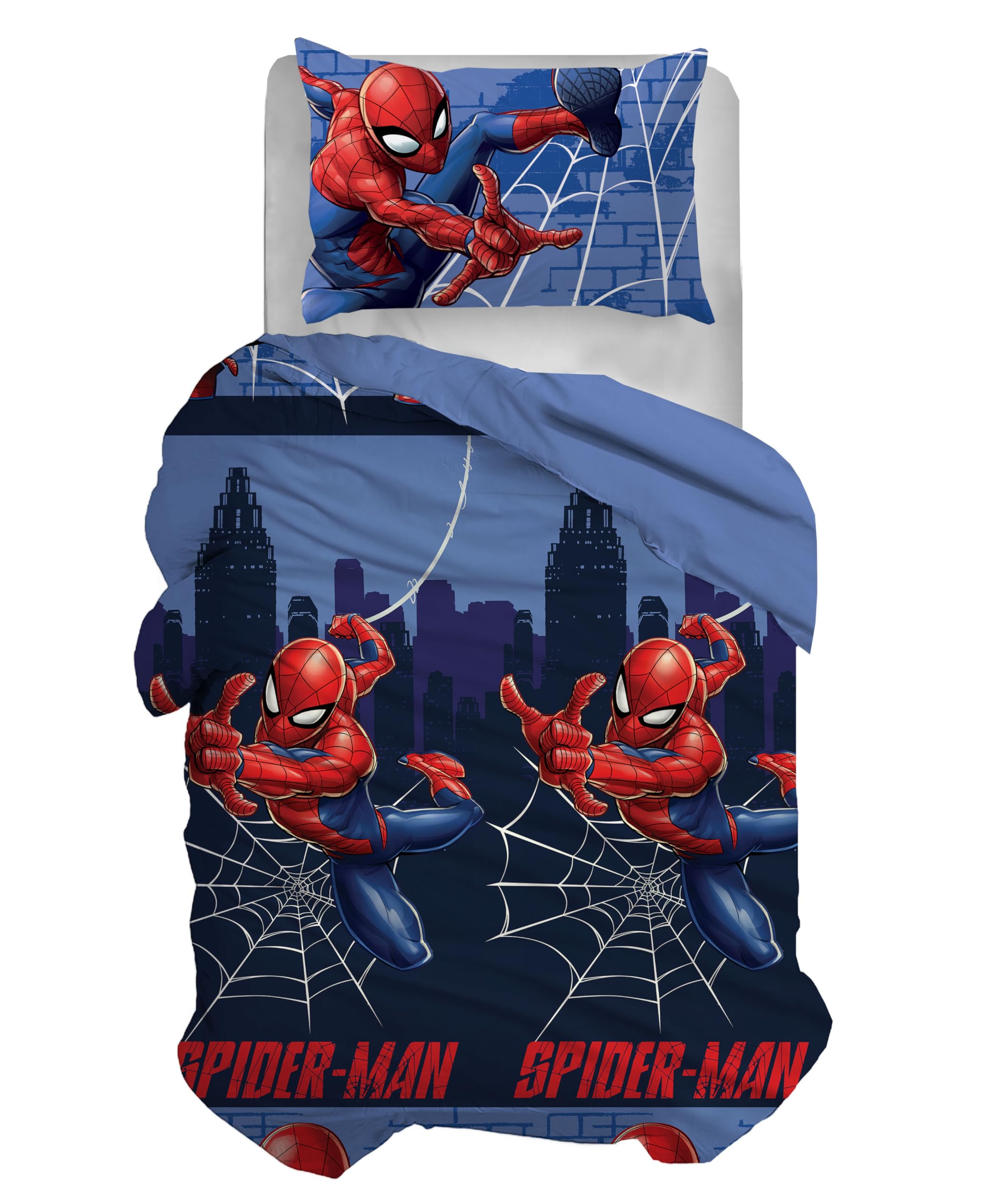 Spiderman, Juego de Funda nórdica para Cama Individual, Funda nórdica + Funda de Almohada, Juego de Funda nórdica con Funda de Almohada, Funda nórdica 155 x 200 cm, 100% algodón, (no contiente sábana