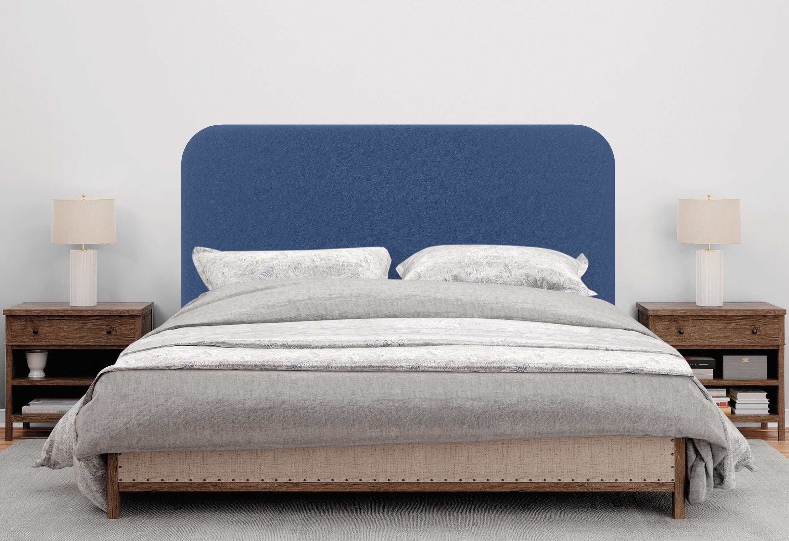 DHOME Testiera Letto Imbottita Liscia Curva in Similpelle Altezza 70cm da Parete Testiere Acustiche Fonoassorbenti per Camera da Letto (Blu, 160cm)