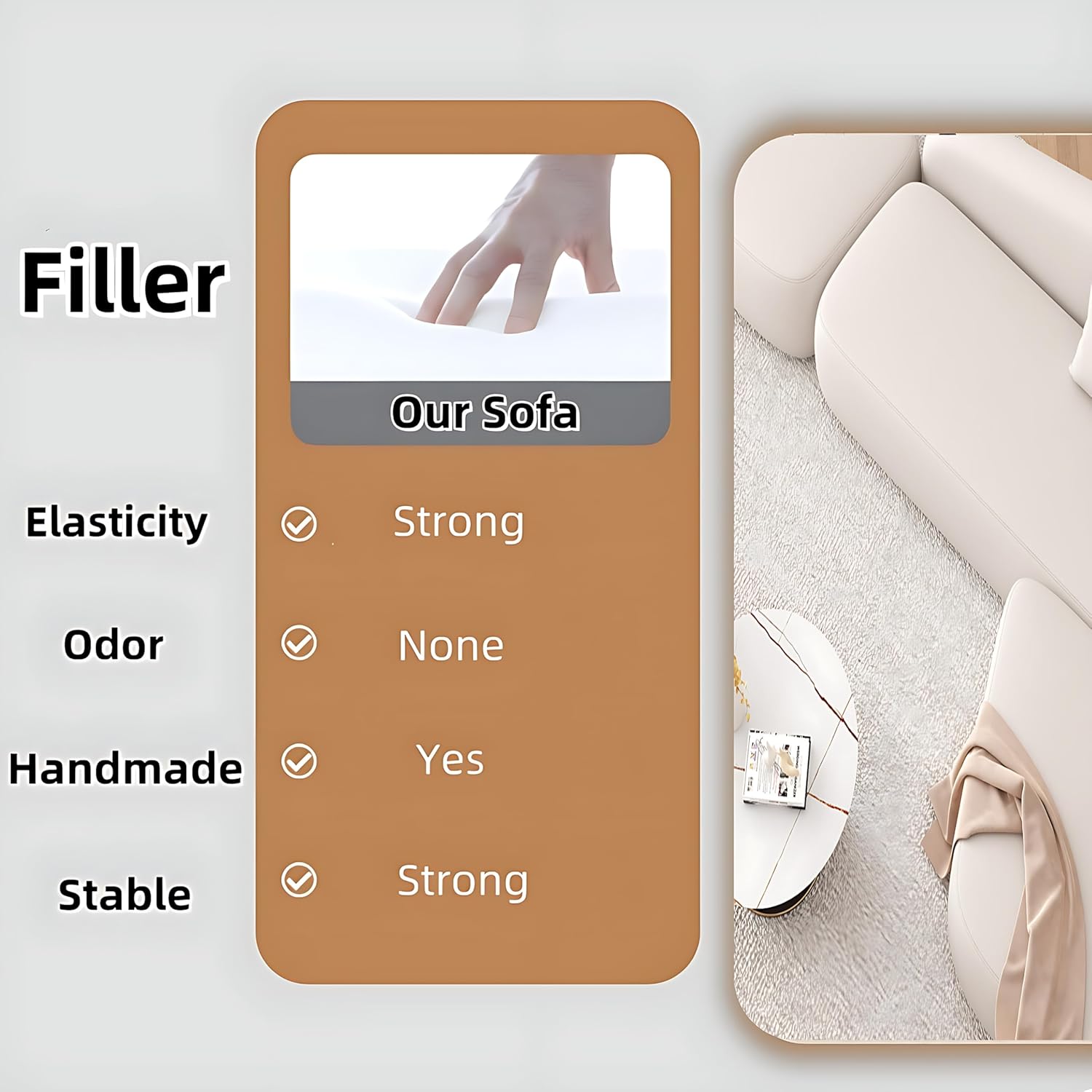 L Shaped Curved Couch - Leather Couches & Pillow | Luxurious Sectional Sofa Set with Coffee Table for Multiple Scenes (Sofa + Chair + Coffee Table, 94in)