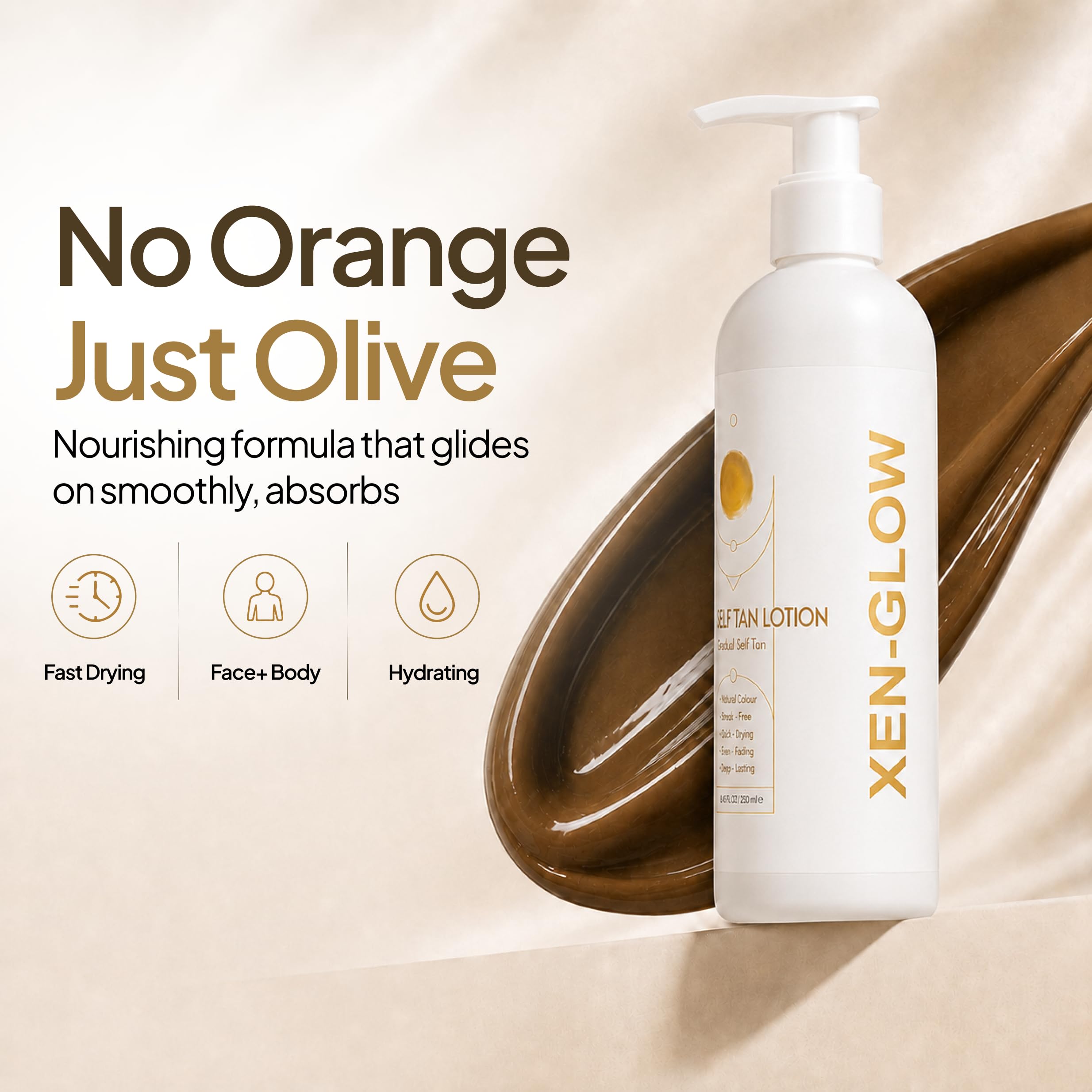 Loción bronceadora oscura para piel de oliva instantánea, secado rápido y duradero, aplicación sin rayas, sin olor a bronceado falso, vitamina E, vitamina C y extracto de aloe, 236 ml