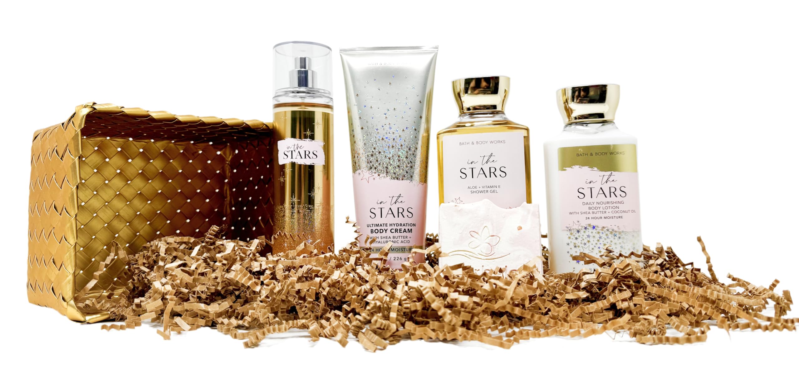 Amazon.com : Bath & Body Works In The stars - Gold Woven Basket 4