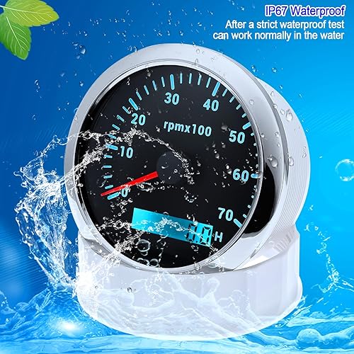 Miniatura 10 de ARTILAURA Tacómetro Barco Marino 7000 RPM Calibre 3.346 in 3-38" 7 Color para Coche Auto Camión 9-32V (negro)