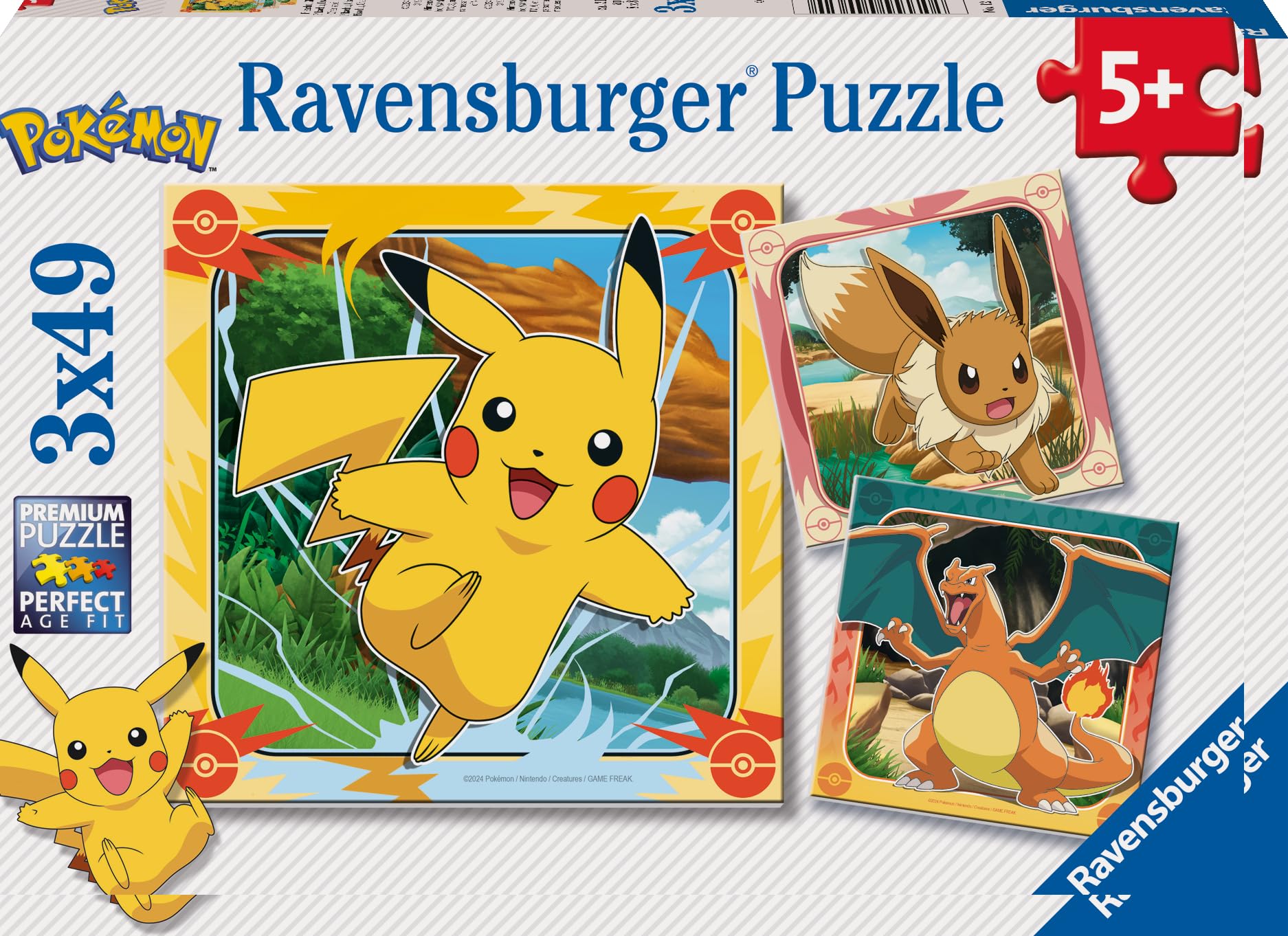 Ravensburger Kinderpuzzle - 12004062 Pokémon - Puzzle für Kinder ab 5 Jahren, mit 3x49 Teilen