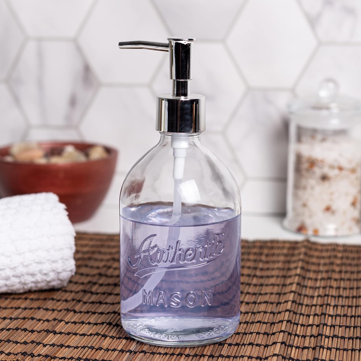 MosJos 2 Pack Authentic Mason Soap Dispenser 16 Oz Modern