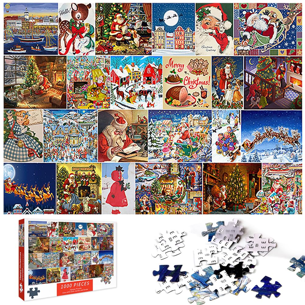 MIFKLMV Christmas Jigsaw Puzzle 1000 Pieces for Adults and Kids Age 12 Years Up, Puzzles Gifts for Adults and Kids, Home Decoration