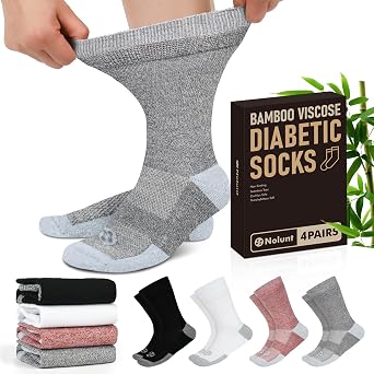 Diabetic Socks for Men,4 Pairs Crew Diabetic Neuropathy Socks for Men Size 9-12/10-13/13-15.