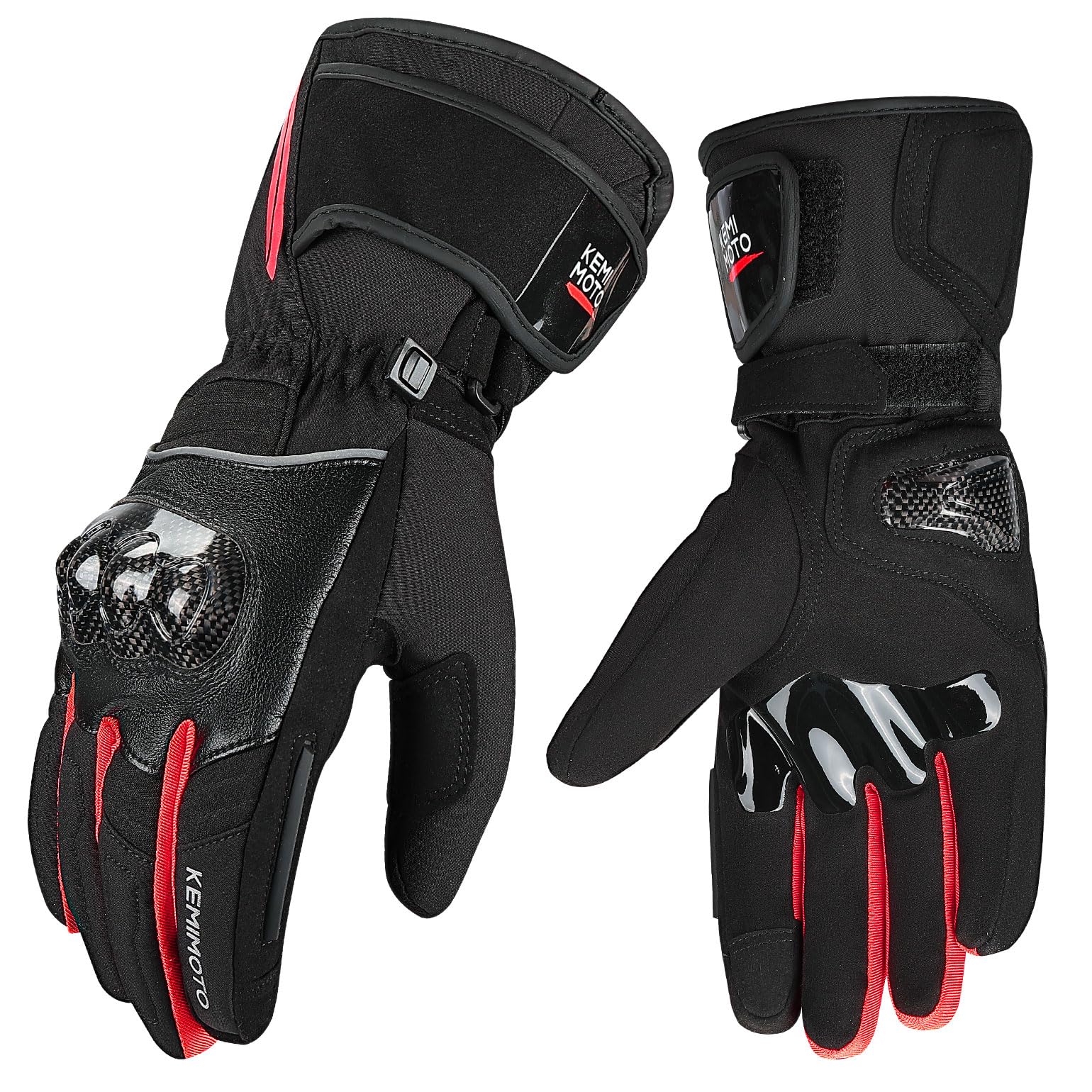 KEMIMOTO Guantes Moto Invierno Impermeables, Guantes Moto Hombres Mujeres con Pantalla Táctil para Motociclismo, Esquí