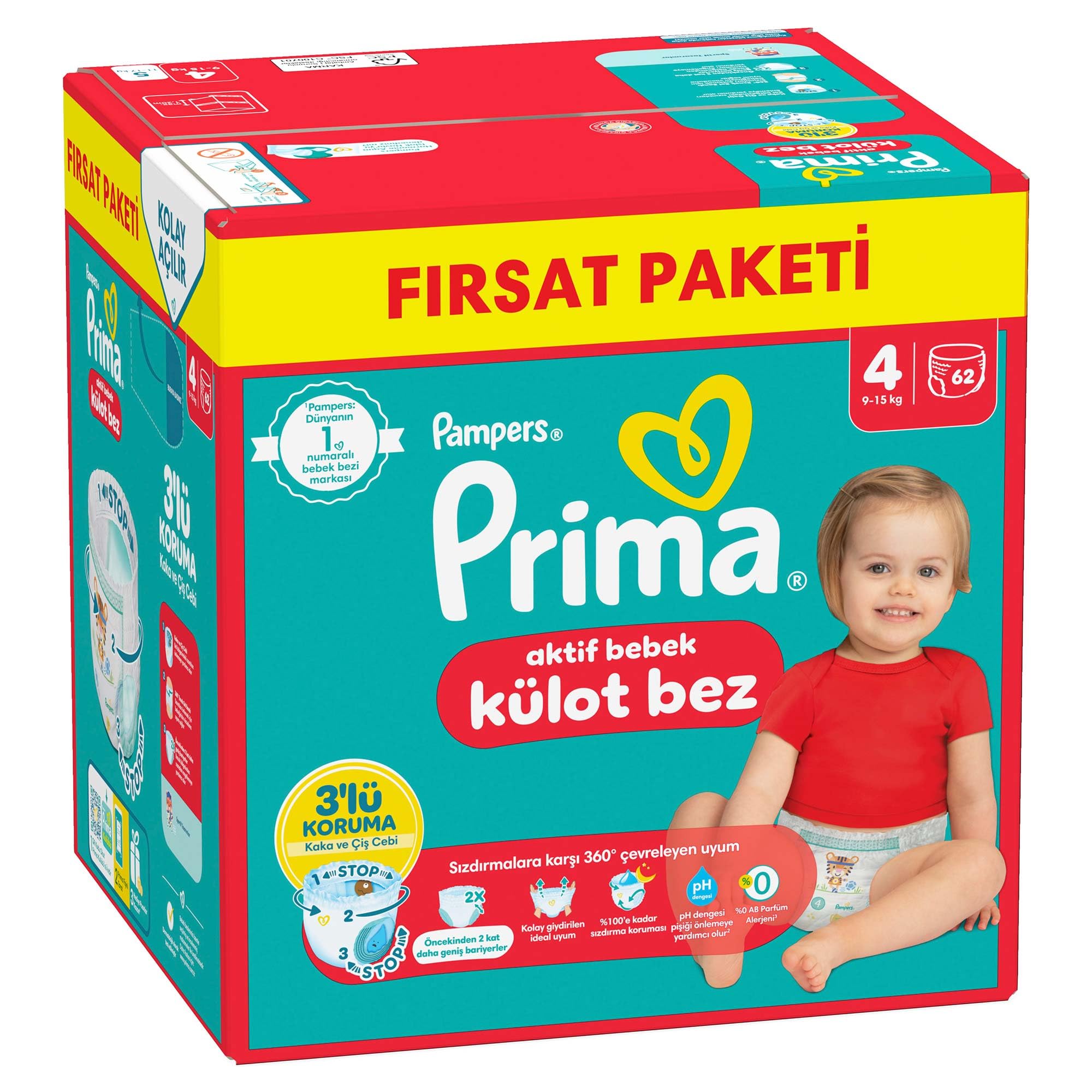 Prima Külot Bebek Bezi 4 Beden 62 Adet Maxi Fırsat Paketi