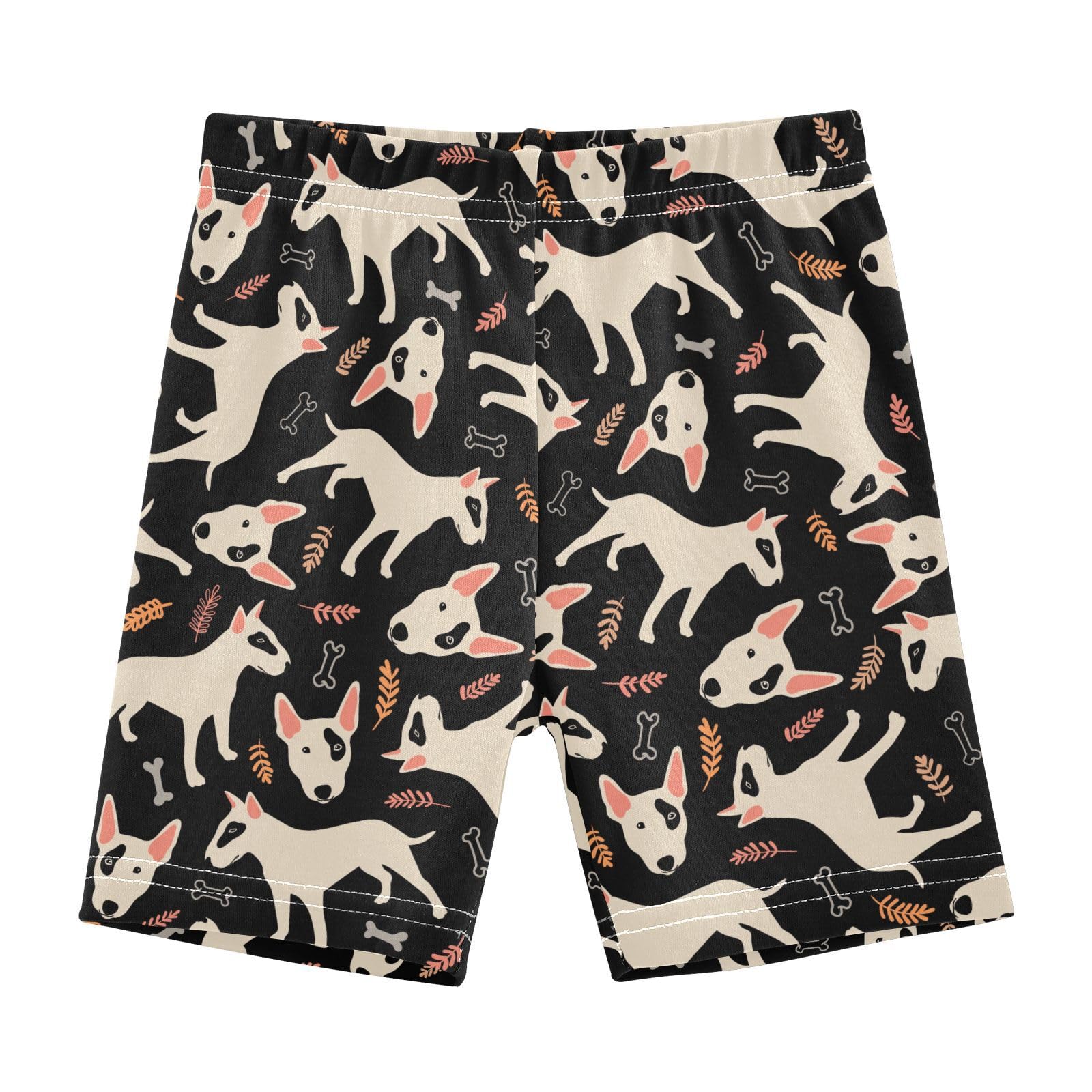 JHKKU Girls Bull Terrier Cartoon Dog Shorts Cotton Cartwheel Bike Kids Biker Under Dress Dance Short Girl Clothes 6T