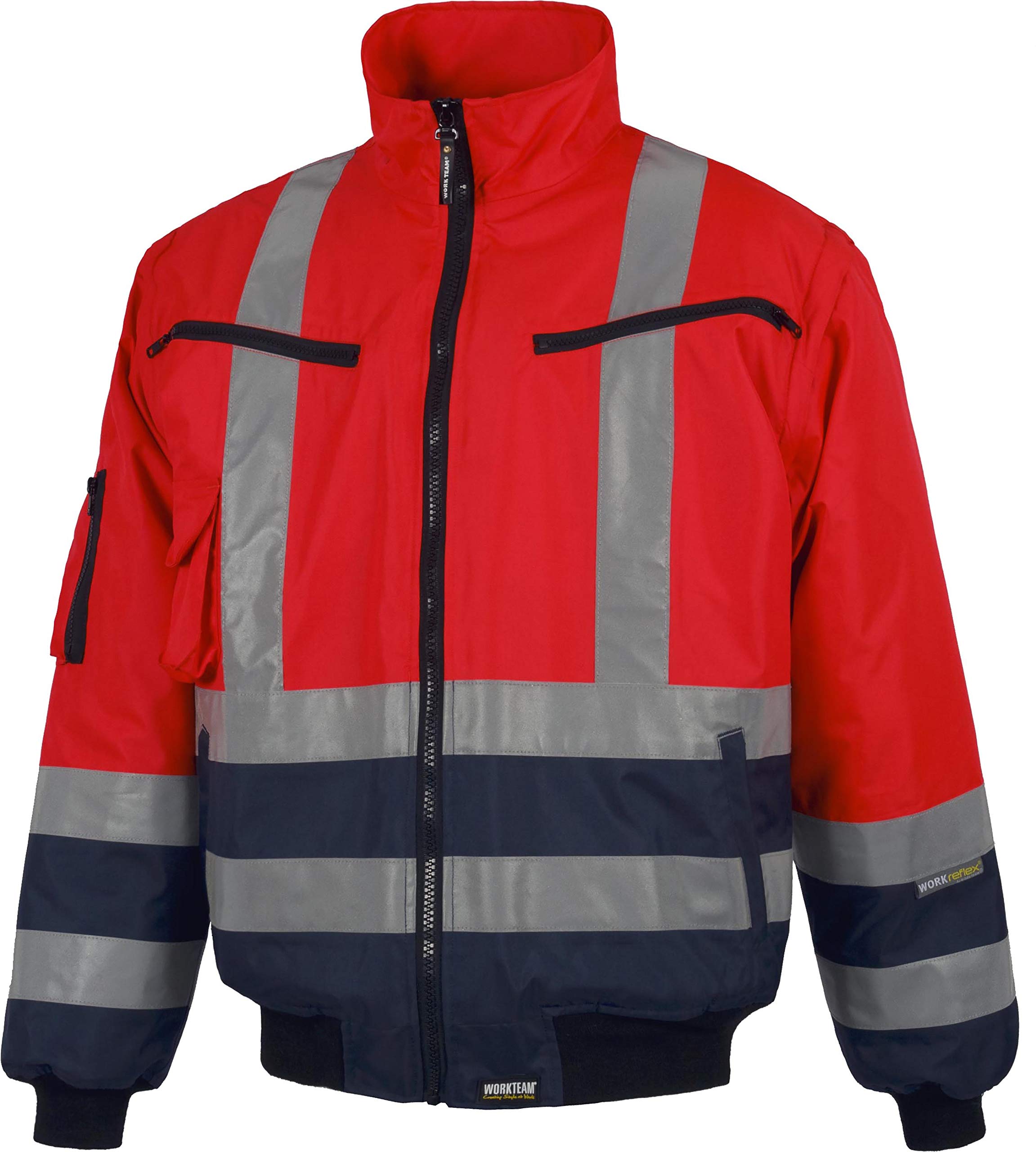 Work Team Piloto combinada Rojo Alta Visibilidad con Cintas Reflectantes. EN ISO 20471:2013 Hombre