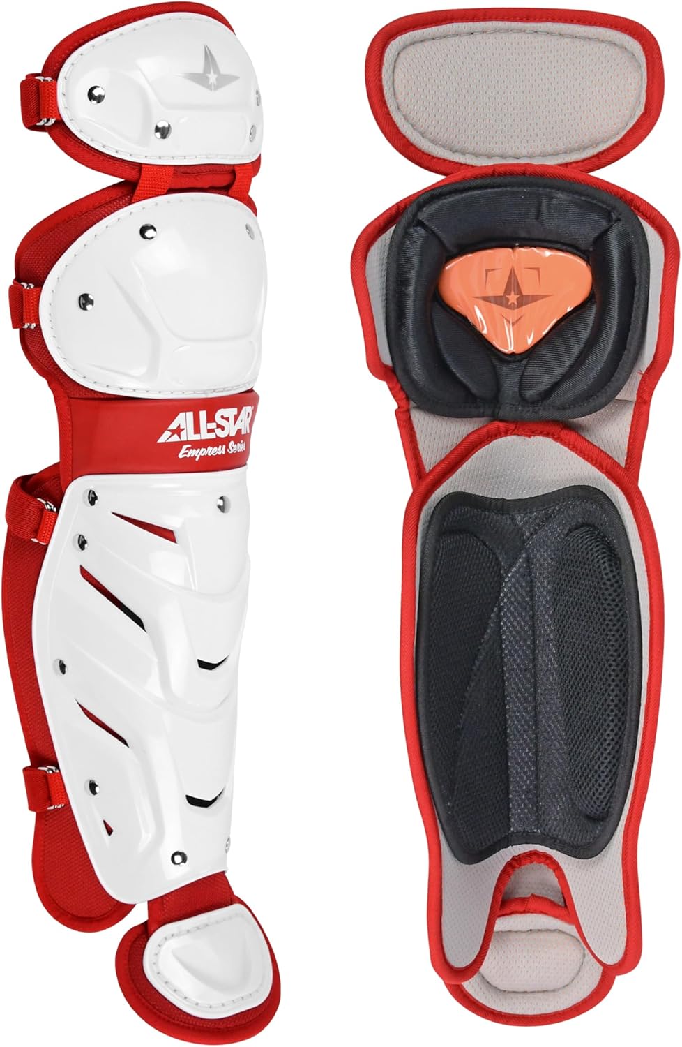 All-Star Empress Fastpitch Small White/Scarlet Catcher's Set Medium