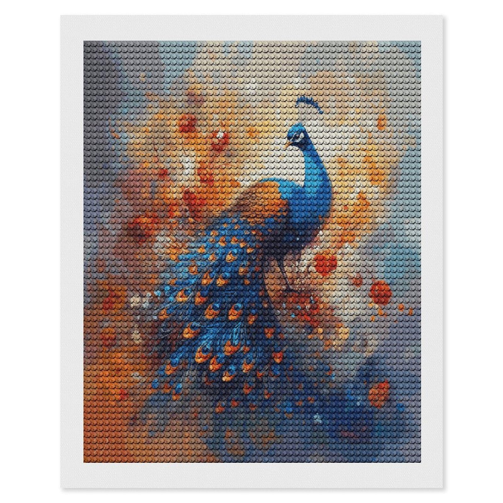 FekiLoot Peacock2 Diamond Painting Kits for Beginners DIY Diamond Art Kits for Adults Full Drill Round Diamond Dot Gem Art Painting Fun DIY Crafts for Home Kitchen Wall Decor Gift 16"x20"