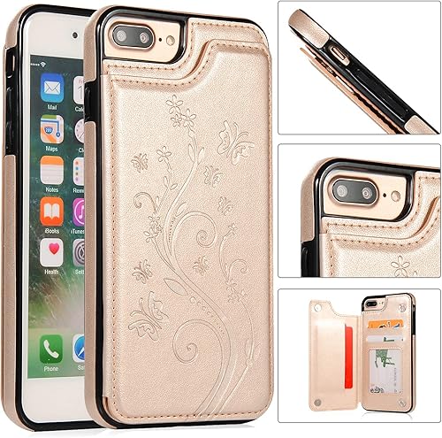 Miniatura 3 de Funda de teléfono para iPhone 7plus 8plus 78 Plus con protector de pantalla de vidrio templado y tarjetero para tarjetero, accesorios de cuero para