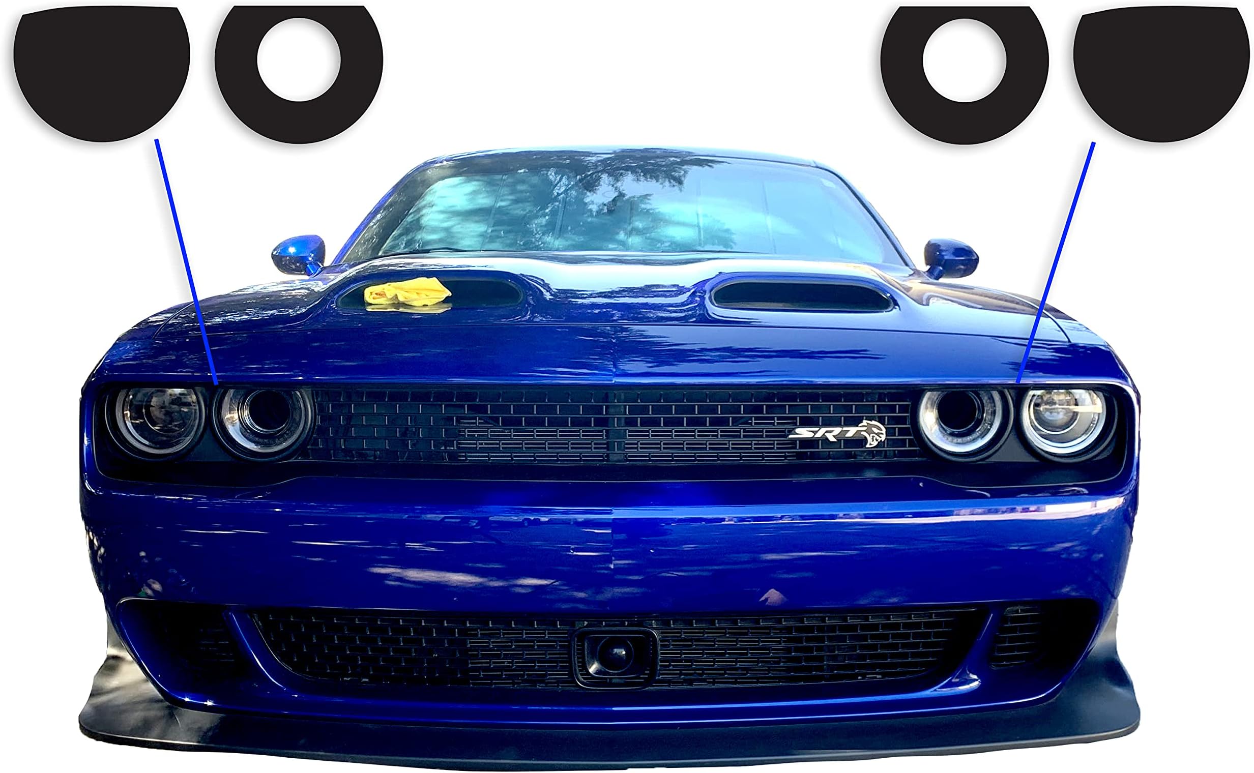 Luxe Auto Concepts Headlight Tint Kit for 2015-23 Dodge Challenger- Light Smoke Gloss | Exact Cut Vinyl Overlays | Tinted Dry Application LightWrap Film with Air Release Technology