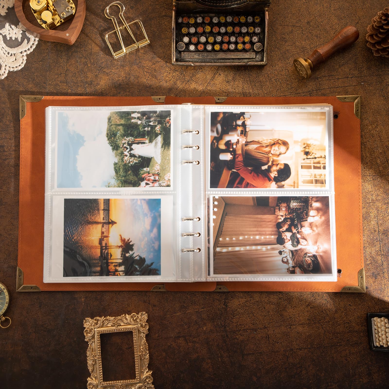 Album photo en cuir de 10 x 15 cm, album photos vintage avec espace d'écriture avec 30 feuilles de papier à lettre pour famille, voyage, mariage, remise de diplôme, anniversaire, vacances prénatales