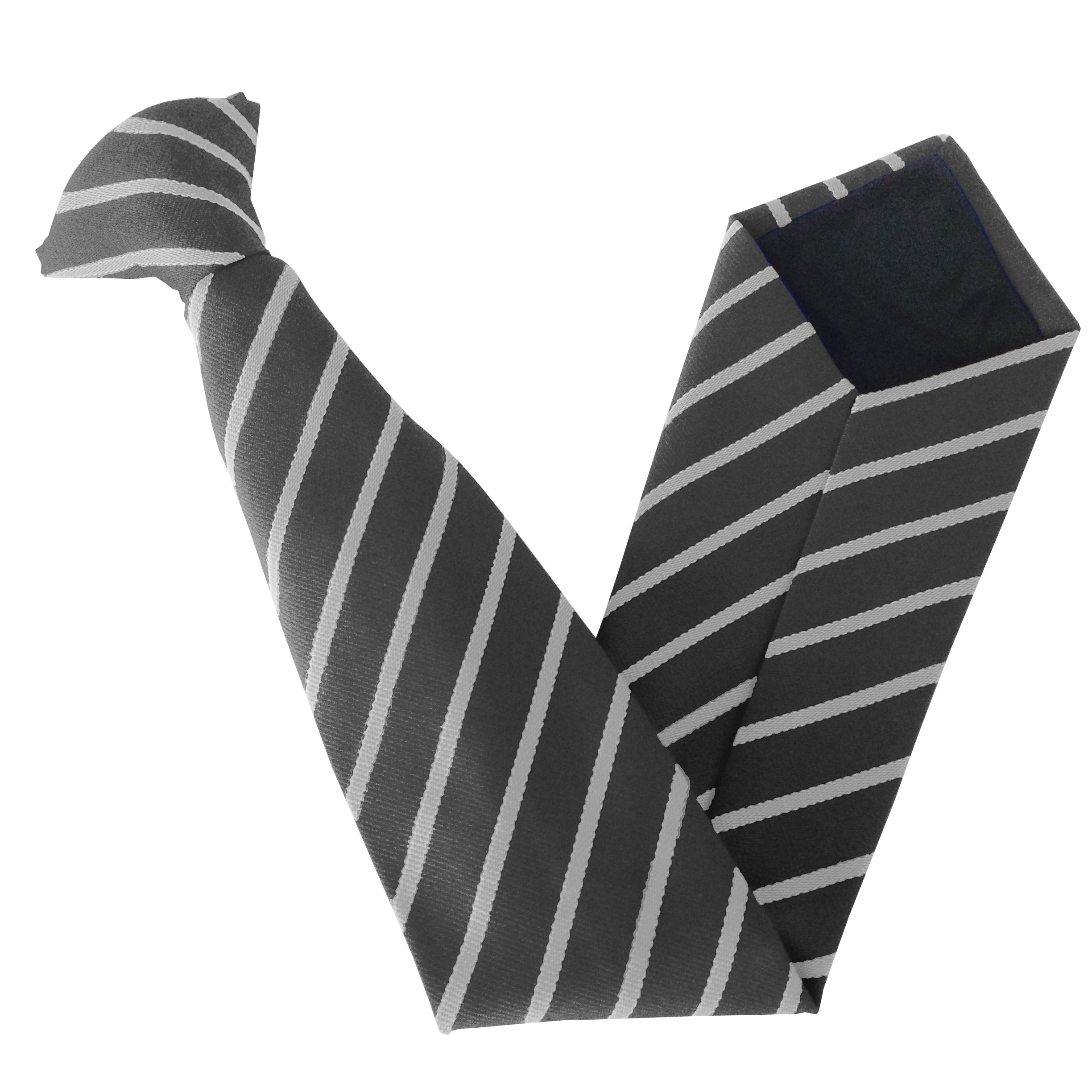 Great British Tie Club Clip On School Ties (21 Single Striped Variations) (14 inch clip on (Junior School), Black & White)