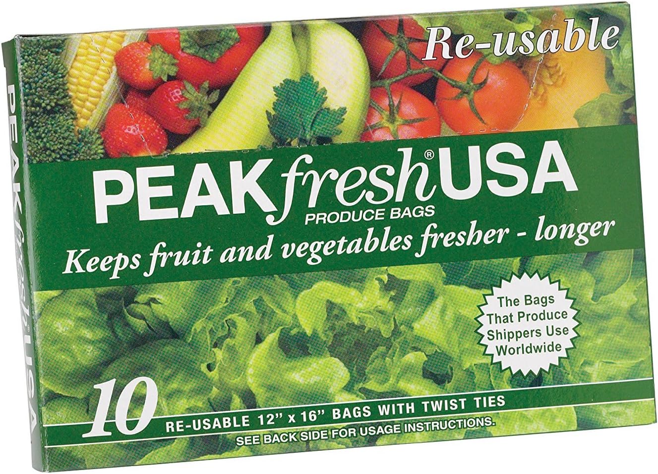HIC Kitchen Peak Fresh Re-Usable Produce Bags, Set of 10