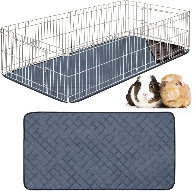 Guinea Pig Cage LinersFast Absorbent Guinea Pig Fleece Bedding for Midwest and C&C Cages with Leakproof Bottom for Small Animals Size 48"x24"