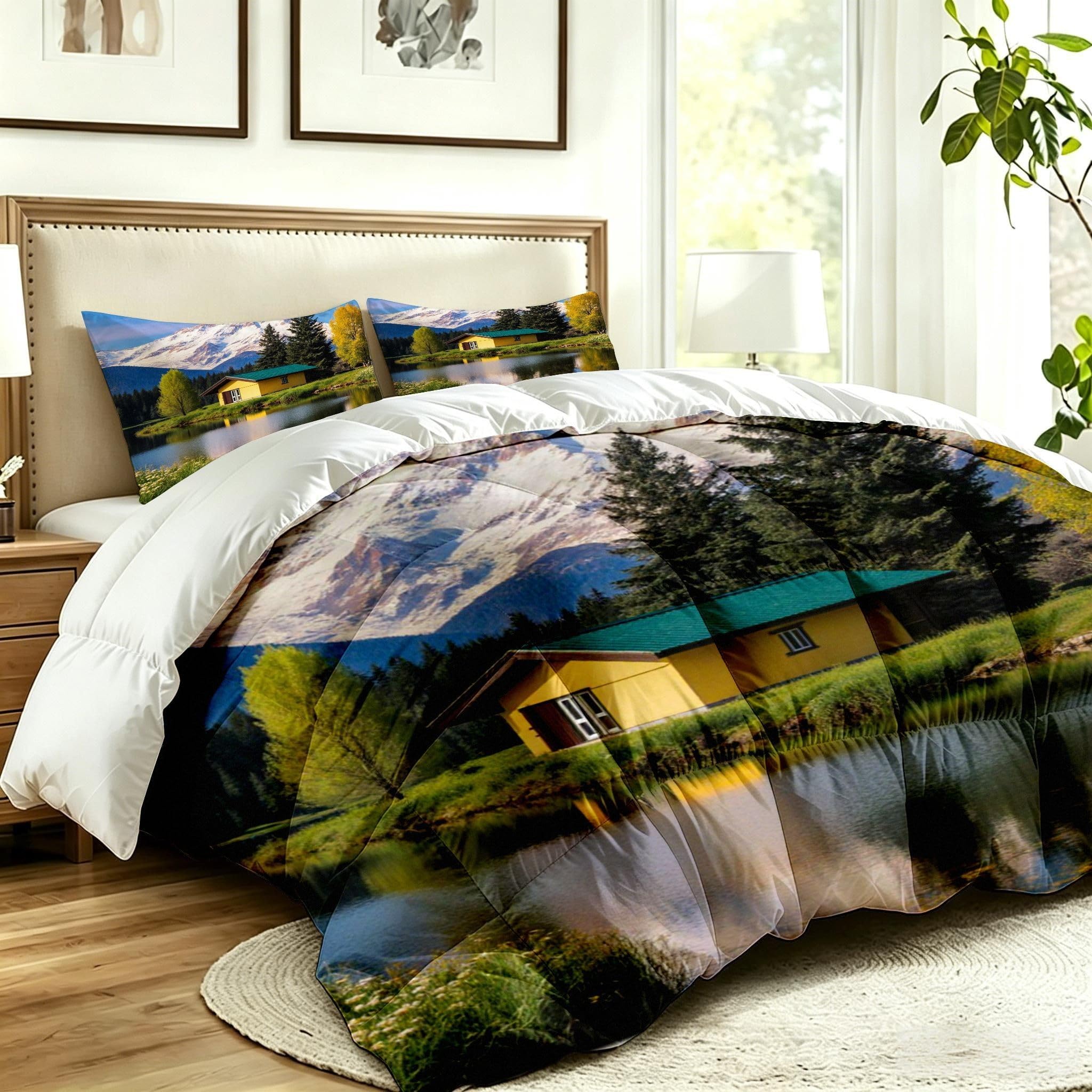 Edredón Esponjoso 240x260cm Bosque Set Cama Matrimonial-A195