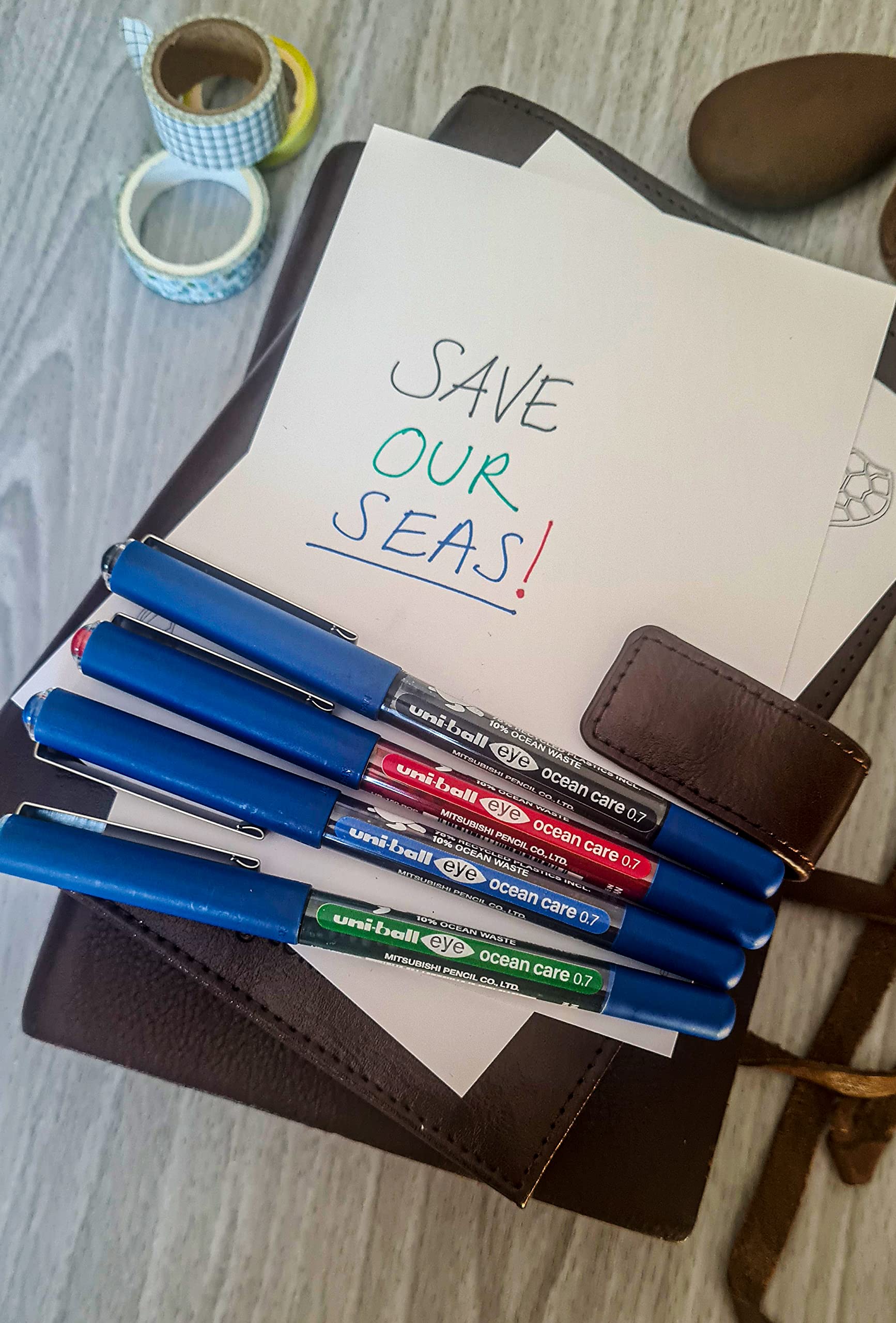 uni-ball Eye Ocean Care UB-157ROP Red Rollerball Pens. Fine 0.7mm Ballpoint Tip for Super Smooth Writing Drawing, Art - Image 3
