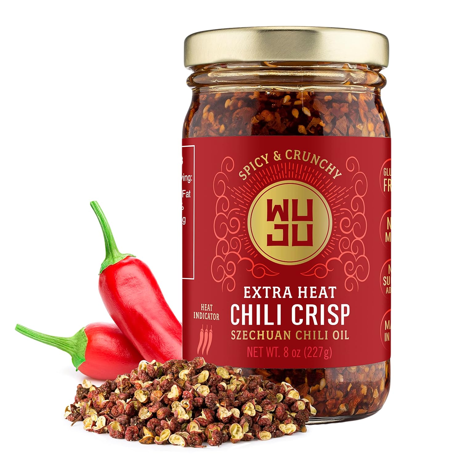 WUJU Extra Hot Chili Crisp, Chili Oil, Chili Sauce, Chili