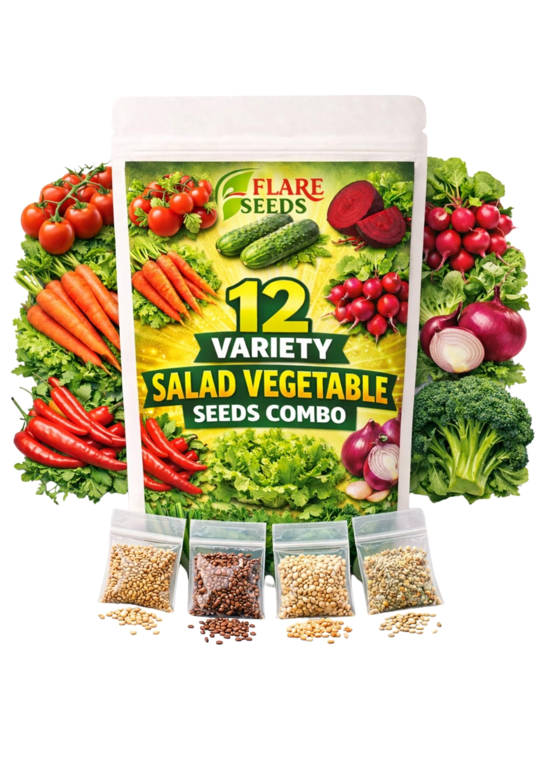 12 Variety Salad Vegetable Seeds Combo Pack with Growing Guide, Cherry Tomato, Cucumber, Beetroot, Radish, Carrot, Lettuce, Onion, Chilli, SpringOnion, Paring Onion, Broccoli, Pak Choi-image-38