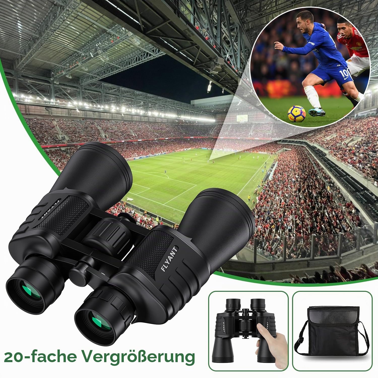 20 x 50 Hochleistungs-Fernglas für Erwachsene, wasserdicht, kompaktes Fernglas mit schwacher Sicht für Vogelbeobachtung, Jagd, Fußballspiele, Reisen, Sternenbeobachtung, Kreuzfahrt, mit Tragetasche